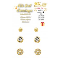 Aretes de Oro Kit 3X1