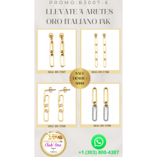 Luce Elegante 4 Pares de Aretes de Oro Italiano 14k B30076