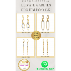 Pack de 4 Aretes de Oro Italiano 14k en Promoción