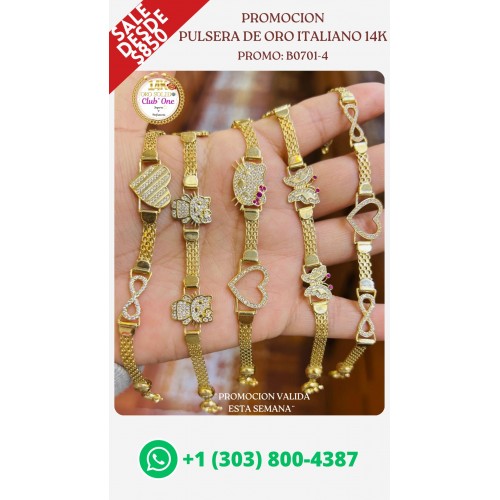 Pulseras de Oro Italiano 14K con Estilo Atemporal B07014