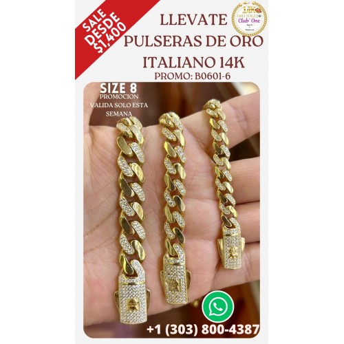 Pulseras de Oro Italiano 14K para Regalos Especiales B06016