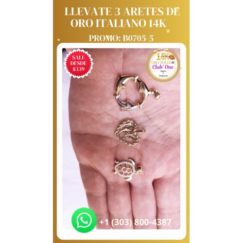 Oferta Especial en Aretes de Oro Italiano 14K B07055