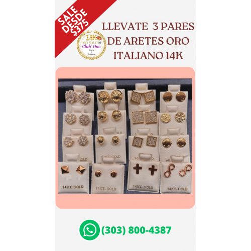 Descuento Imperdible en Aretes de Oro Italiano 14K