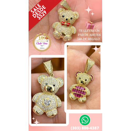 Dijes de Osos en Oro Italiano 14k Detalles que Marcan la Diferencia