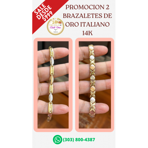 Brazalete de Oro Italiano 14k Calidad y Estilo Inigualables