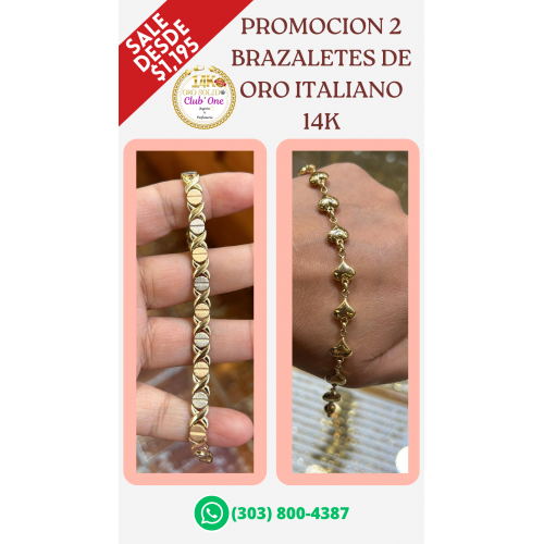 Exclusivo Brazalete de Oro Italiano 14k Lujo al Alcance de Tu Mano