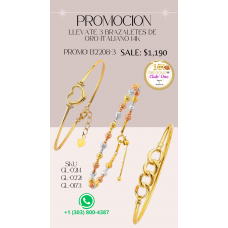 Promoción Pulseras de Oro Italiano 14k 3x1 en Oferta B22083