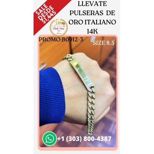 Luce Pulseras de Oro Italiano 14K en Oferta Especial B09123