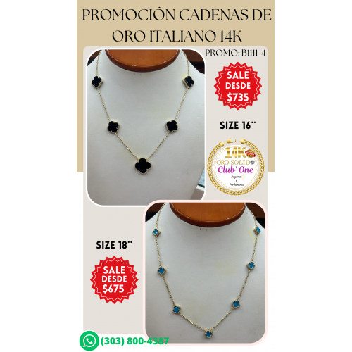 Aprovecha la Promoción y Llévate Cadenas de Oro Italiano 14K  B11114