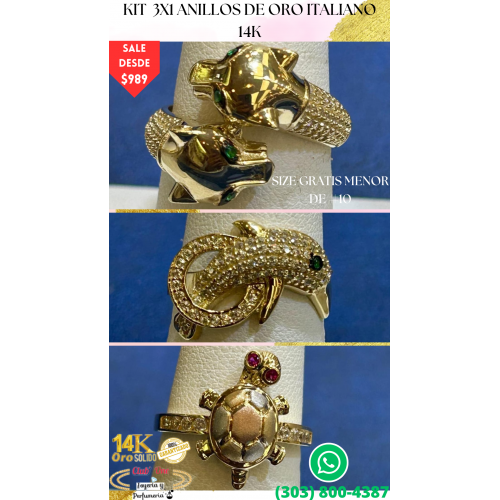 Sorprende con Nuestro Kit de Anillos de Oro Italiano 14k 3x1