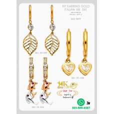Elegantes Aretes De Oro Italiano 14K En Promoción 3X1