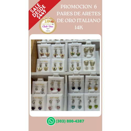 Descuentos en Aretes de Oro Italiano 14k