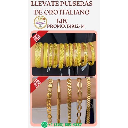Pulseras de Oro Italiano 14K  Elegancia y Calidad B191214
