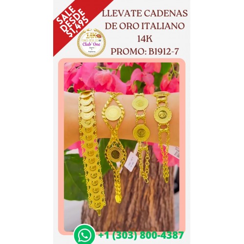 Las Mejores Cadenas de Oro Italiano 14K B19127