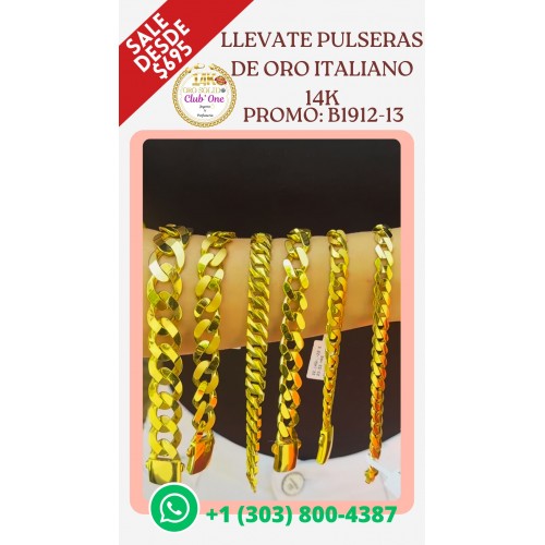 Mejores Precios en Pulseras de Oro Italiano 14K B191213
