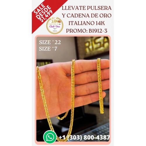 Venta de Pulseras de Oro Italiano 14K con Envío Gratis B19123