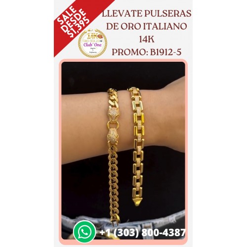 Compra Pulseras de Oro Italiano 14K al Mejor Precio B19125