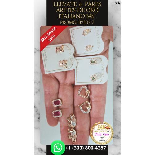 Brilla con Aretes de Oro Italiano 14K B23077