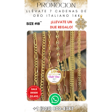 Ahorra con 7 Cadenas de Oro Italiano 14K en Promoción B26092