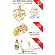 Ofertas en Dijes, Anillos y Aretes de Oro Italiano 14K B25016