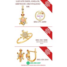 Llévate Dijes  Anillos y Aretes de Oro Italiano 14K a Precios Especiales B25015
