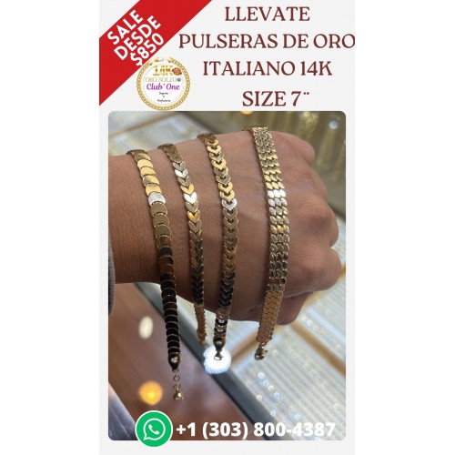 Descuento Exclusivo Pulseras de Oro Italiano 14K a Precios Increíbles B212354