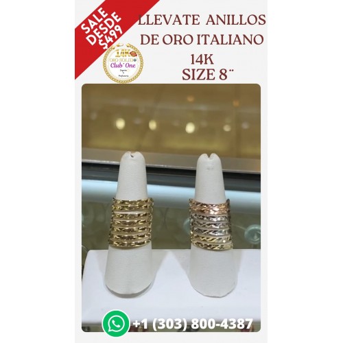 Llévate anillos de Oro Italiano 14K en Oferta Especial B210014