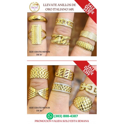 Ofertas Especiales en Anillos de Oro Italiano 14k Lujo al Mejor Precio B28013