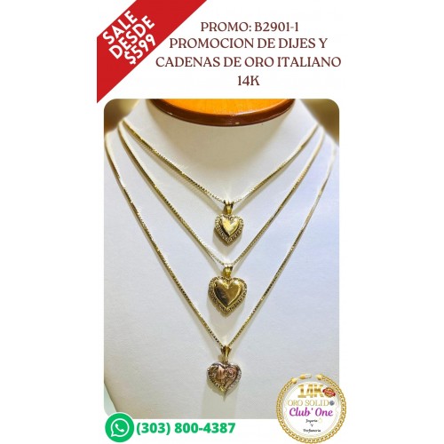 Promoción Exclusiva de Dijes y Cadenas de Oro Italiano 14k B29011