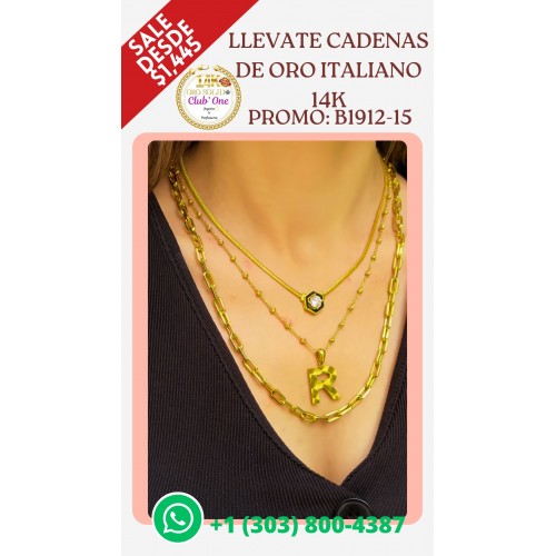 Cadenas de Oro Italiano 14K para Cada Ocasión B191215