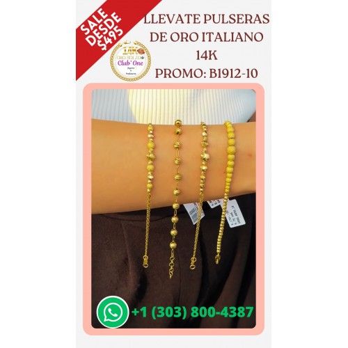 Ofertas Exclusivas en Pulseras de Oro Italiano 14K B191210