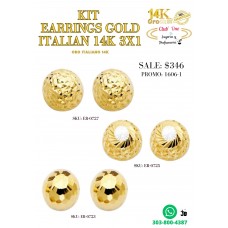 Pendientes De Oro Italiano 14K Promoción 3X1