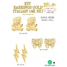 Aretes De Oro Italiano 14K En Promoción 3X1