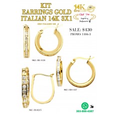  Promoción 3X1 Aretes De Oro Italiano 14K 