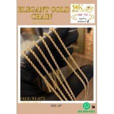 Cadena Elegante De Oro Italiano 14K En Promoción