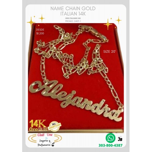 Descubre Nuestra Promoción Exclusiva Cadena De Oro Italiano 14K Con Nombre