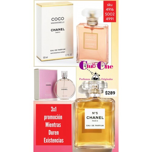 Promoción Perfume Chanel 3X1