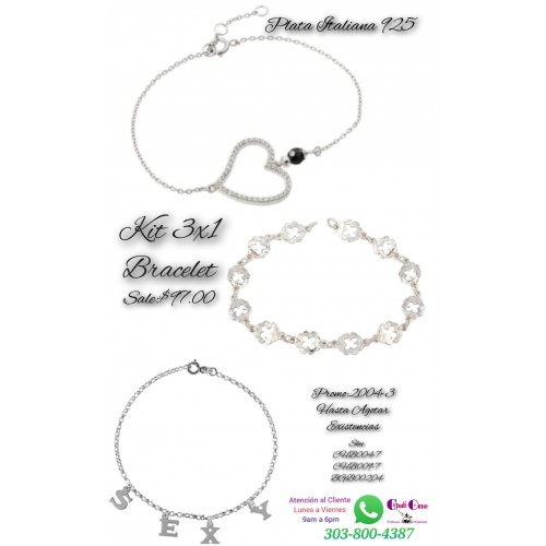 Promoción de Bracelete de Plata Italiana 3X1
