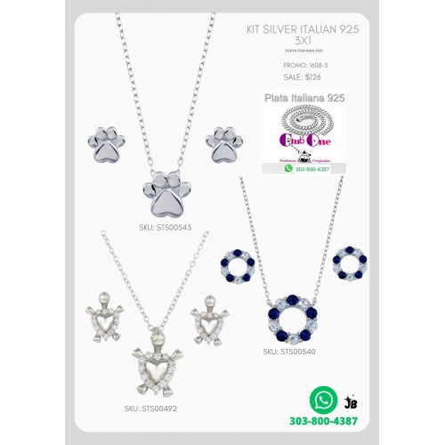Promoción Exclusivos Set De Cadenas Y Aretes De Plata Italiana 925 3X1