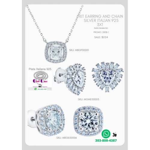 Promoción Única Aretes y Cadena Plata Italiana 925 3x1