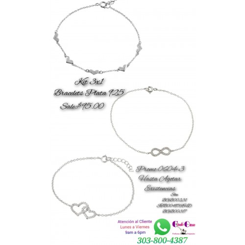 Promoción de Braceletes de Plata 925 3X1