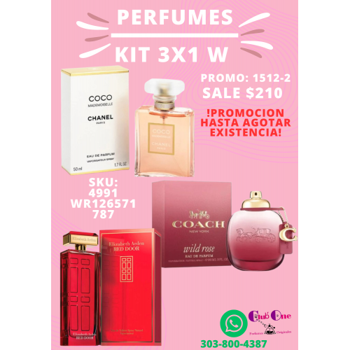 Descuento Triple Ofertas Especiales en Perfumes para Mujer con Kit 3x1