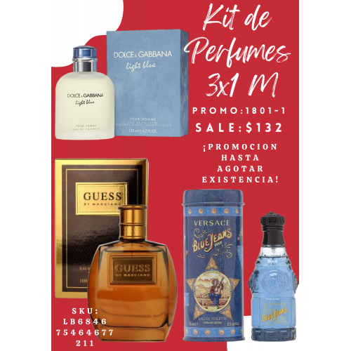 Fragancias de Lujo con Descuento Perfumes para Hombre 3x1 en Oferta