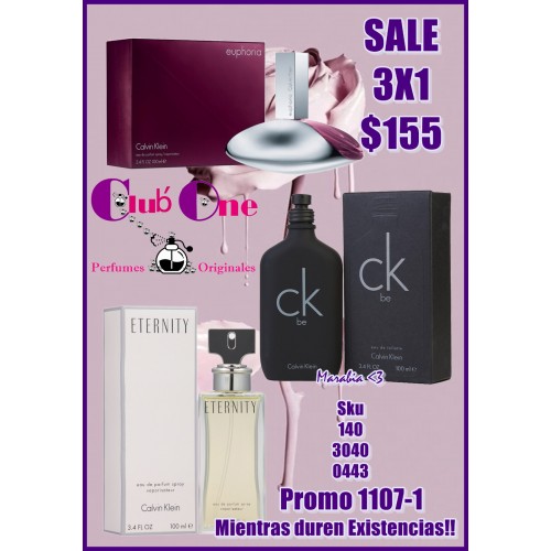 Calvin Klein Promoción De Perfumes W/M 3X1