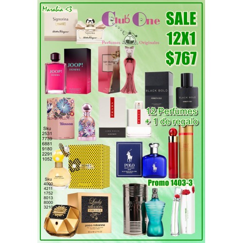 Promocion de perfumes 12x1 + 1 de regalo