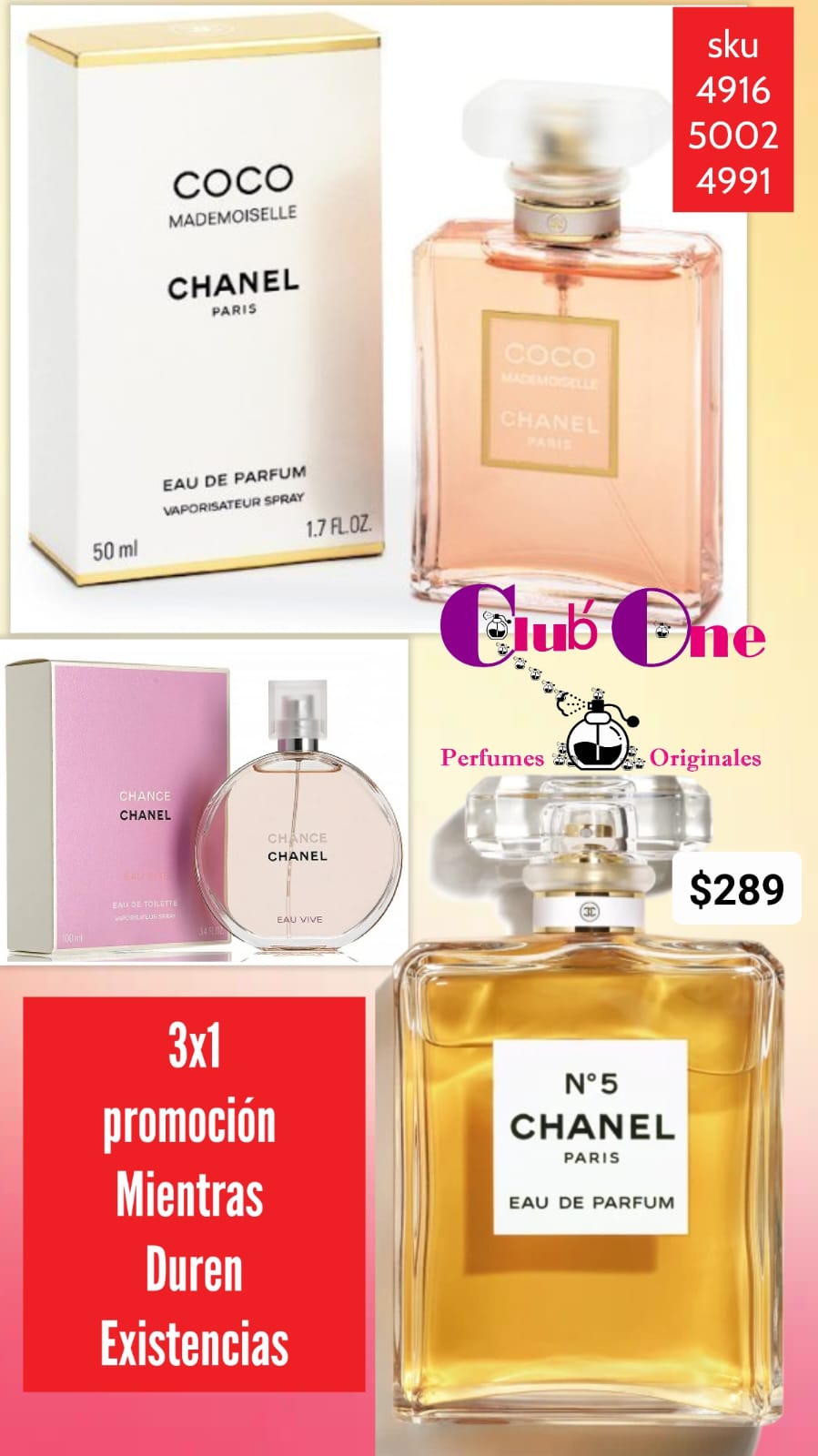 Promoción Perfume Chanel 3X1